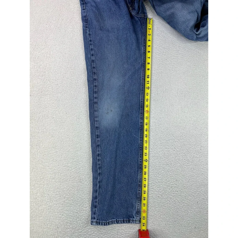 Levis 505 Mens 36x34 Blue Regular Straight 100% Cotton Denim Jeans Med Wash
